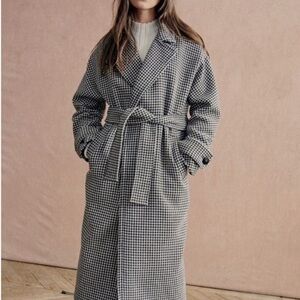 Sezane Houndstooth Wrap Coat